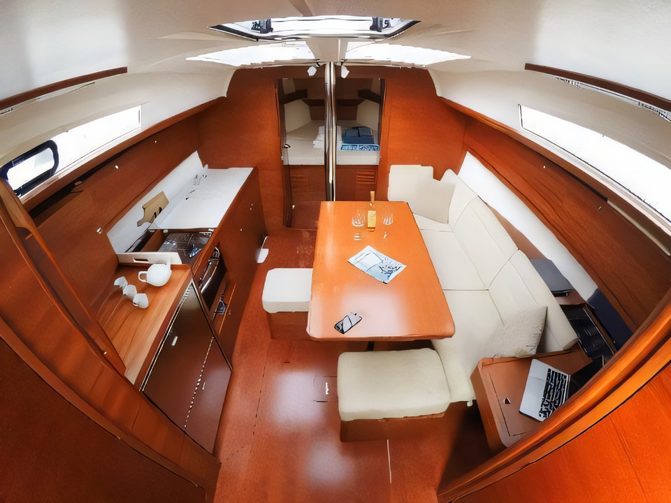 Interior of Dufour 382 GL sail boat with 3 cabins Croatia yacht charter