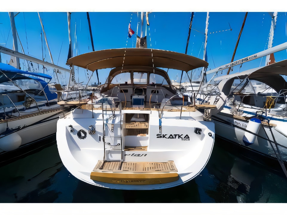 Exterior overview of Elan 434 Impression sail boat for charter from Biograd Kornati in the Zadar sailing area Croatia