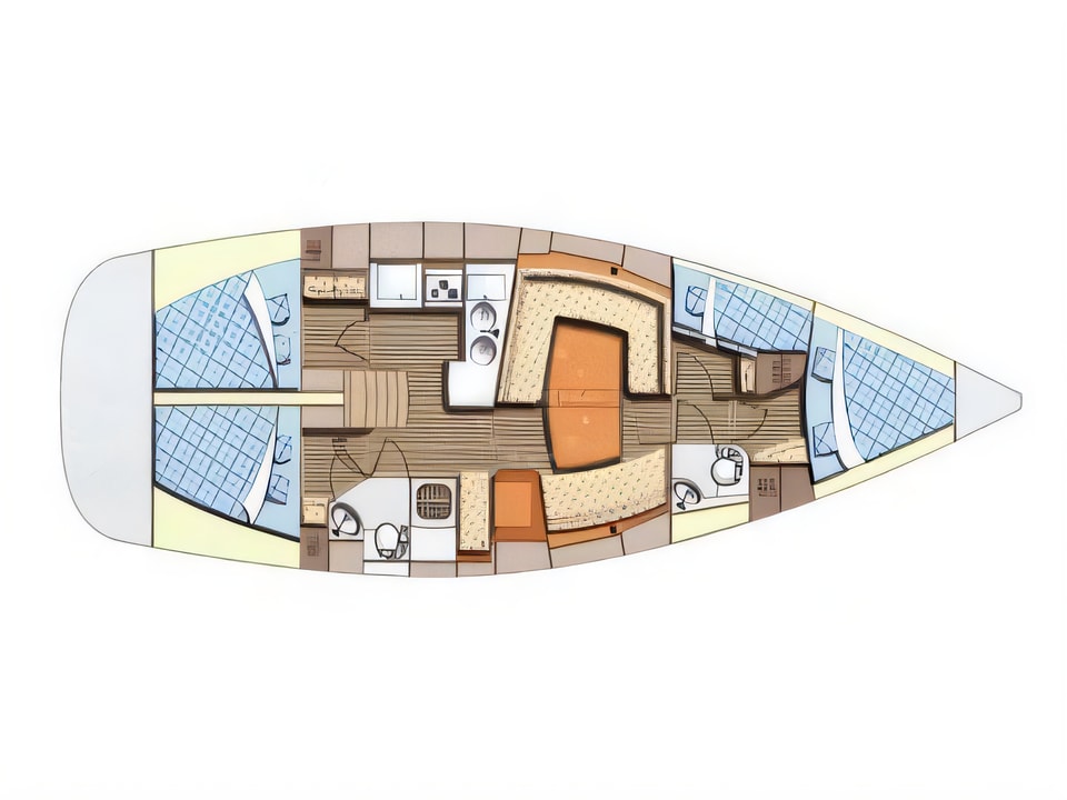 Layout of Elan 434 Impression sail boat with 4 cabins Croatia yacht charter