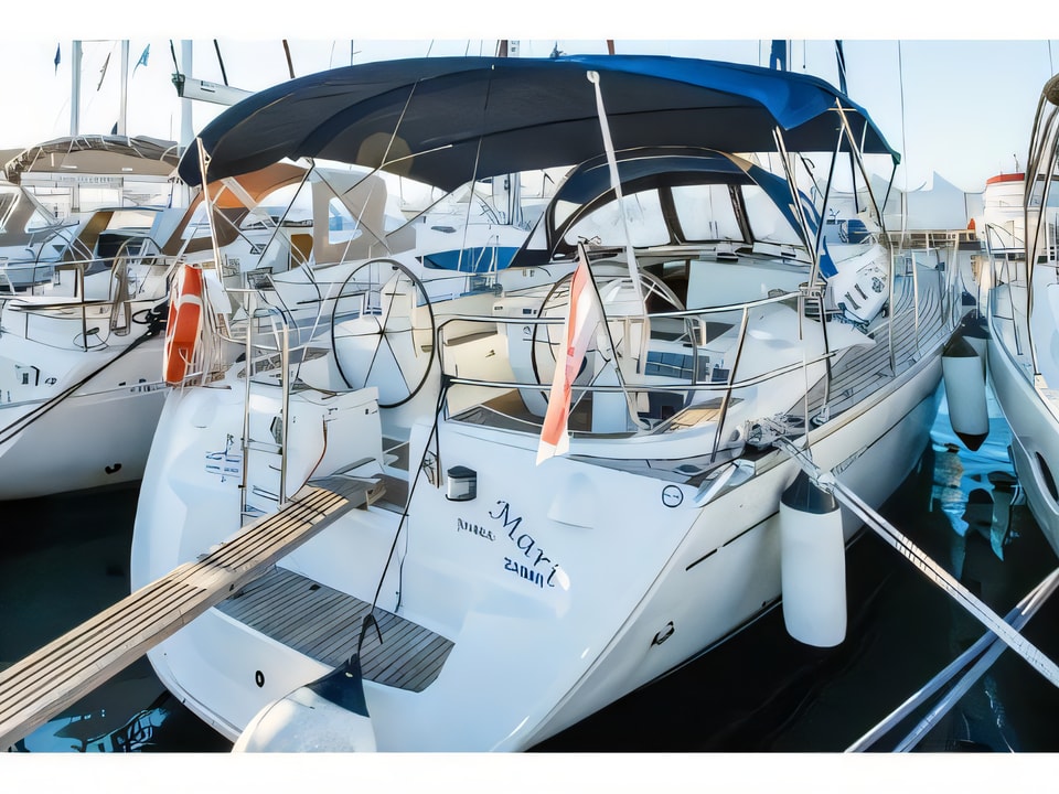 Exterior overview of Sun Odyssey 43 sail boat for charter from Biograd Kornati in the Zadar sailing area Croatia