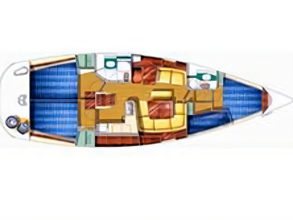 Layout of Sun Odyssey 43 sail boat with 4 cabins Croatia yacht charter