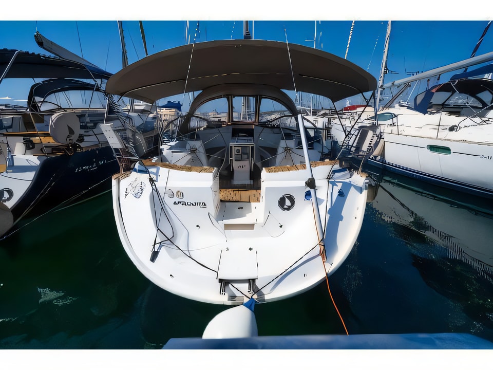 Exterior overview of Bavaria 44 sail boat for charter from Biograd Kornati in the Zadar sailing area Croatia