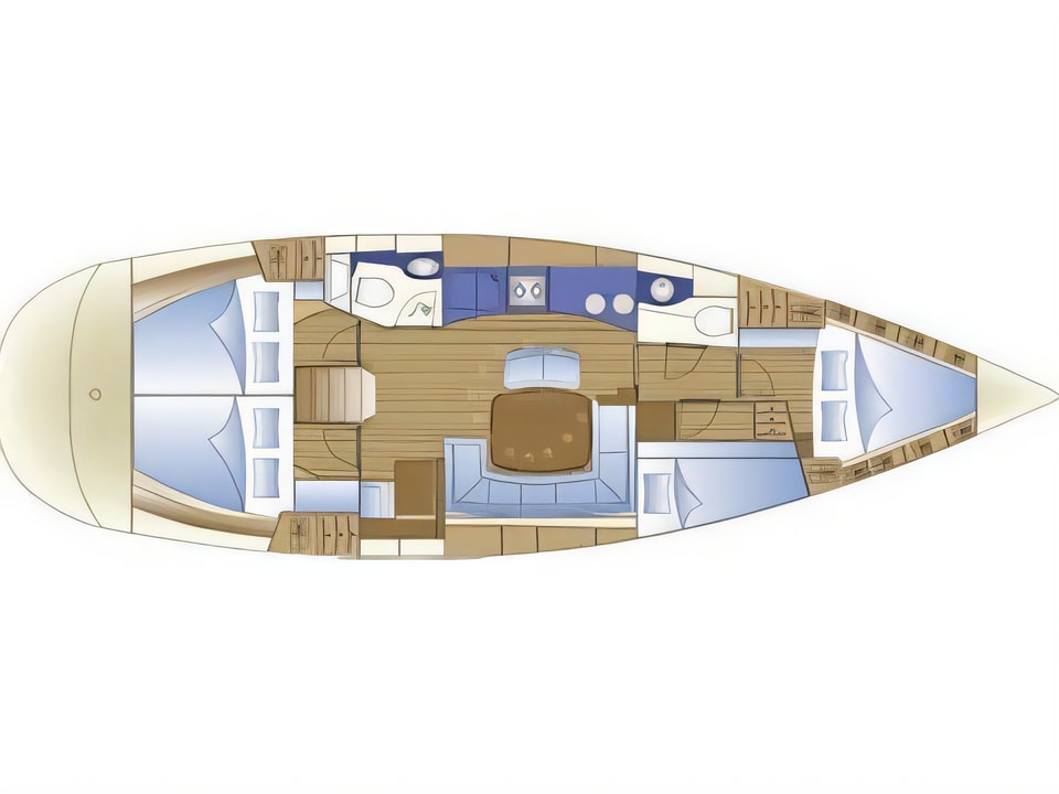 Layout of Bavaria 44 sail boat with 4 cabins Croatia yacht charter