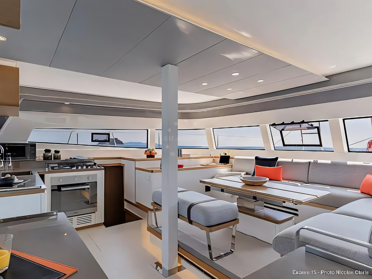 Layout of Excess 15 catamaran with 8 cabins Croatia yacht charter