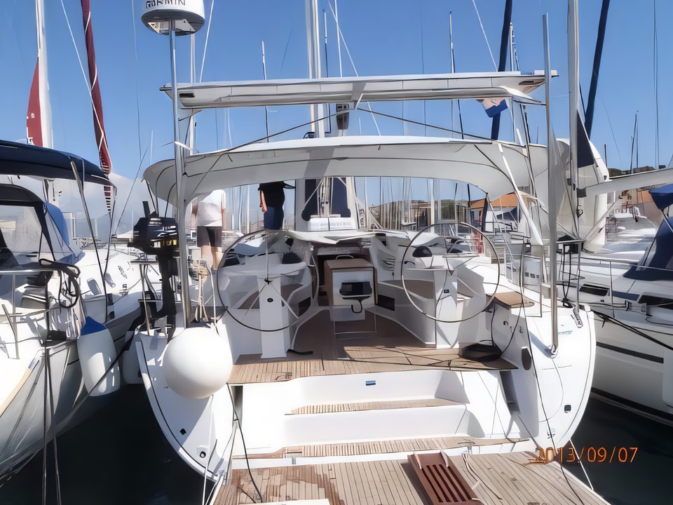 Exterior overview of Bavaria Cruiser 45 sail boat for charter from Trogir ACI Marina in the Split sailing area Croatia