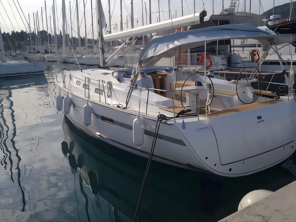 Exterior overview of Bavaria Cruiser 45 sail boat for charter from Trogir ACI Marina in the Split sailing area Croatia