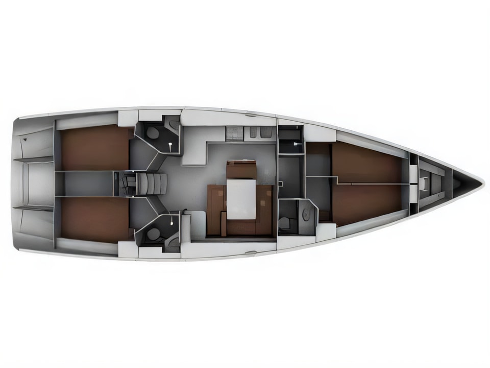 Layout of Bavaria Cruiser 45 sail boat with 4 cabins Croatia yacht charter