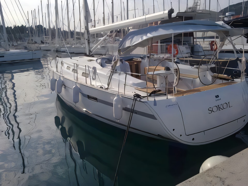 Exterior overview of Bavaria Cruiser 45 sail boat for charter from Trogir ACI Marina in the Split sailing area Croatia