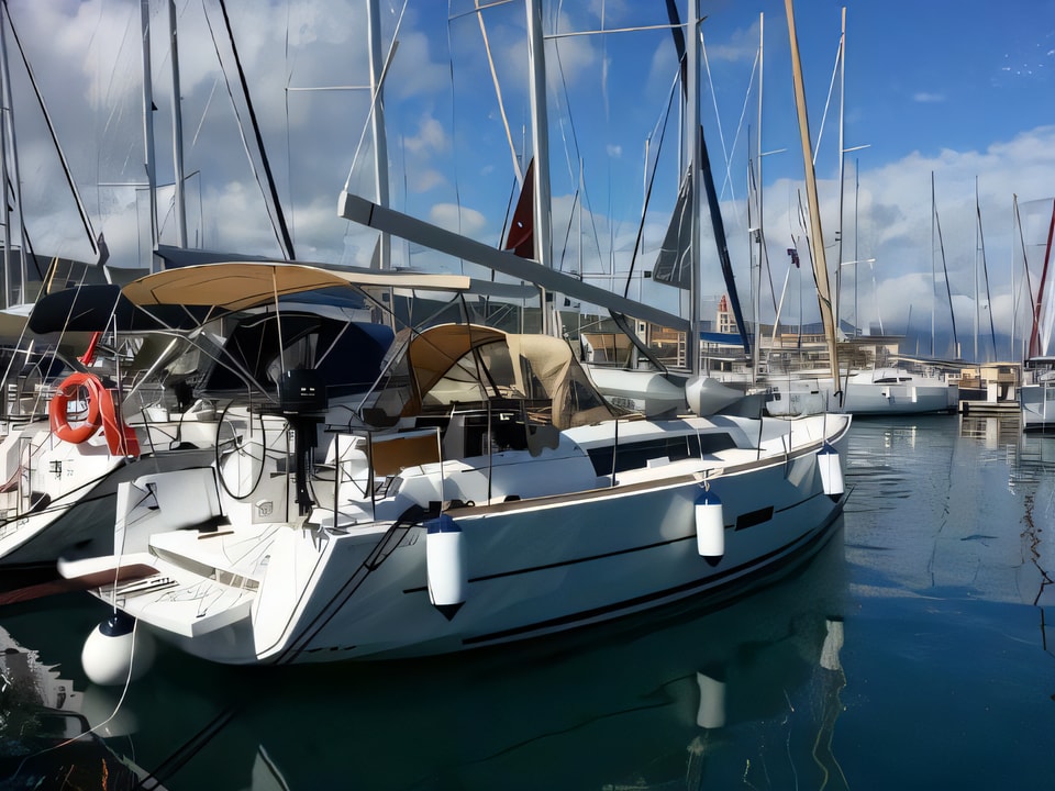 Exterior overview of Dufour 350 GL sail boat for charter from Trogir ACI Marina in the Split sailing area Croatia