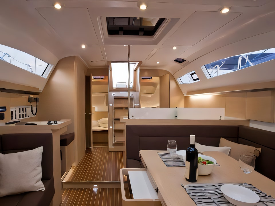 Interior of Elan Impression 45 sail boat with 4 cabins Croatia yacht charter