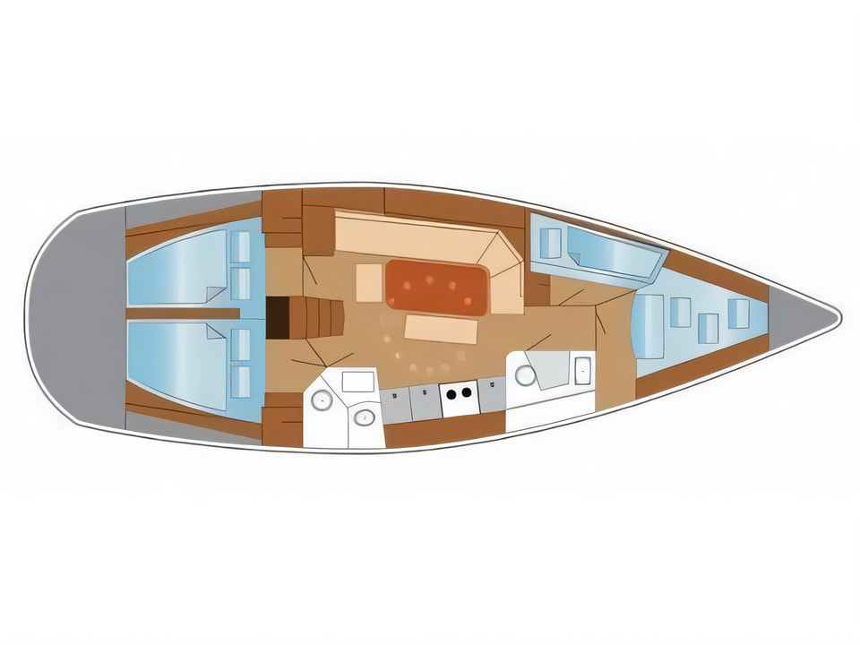 Layout of Cobra 41 sail boat with 4 cabins Croatia yacht charter