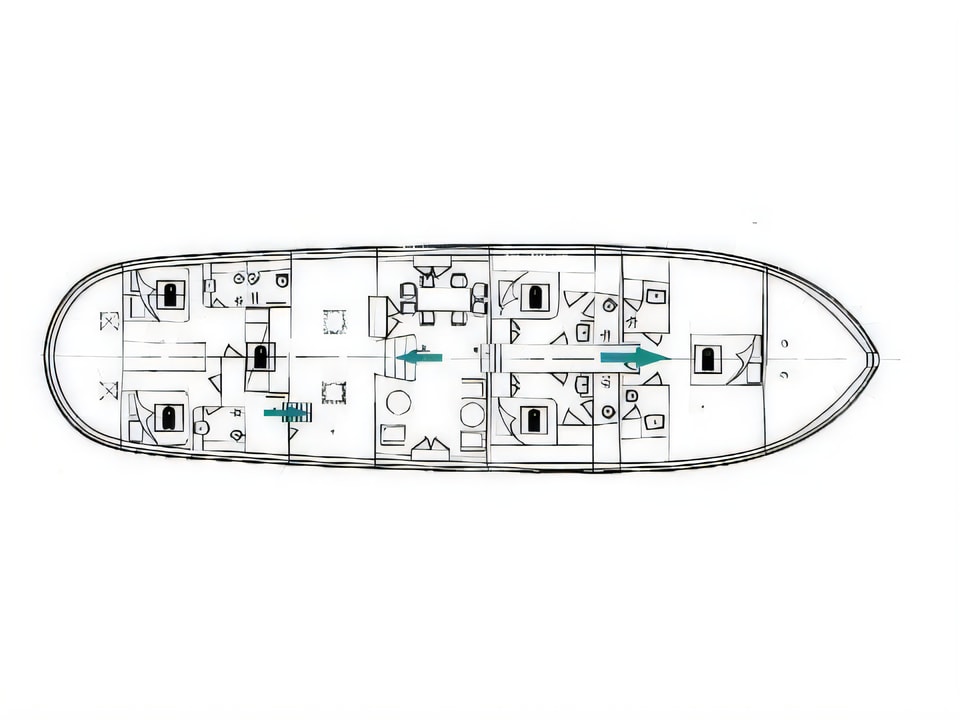 Layout of SUMMER PRINCESS gulet or cruiser with 5 cabins Croatia yacht charter