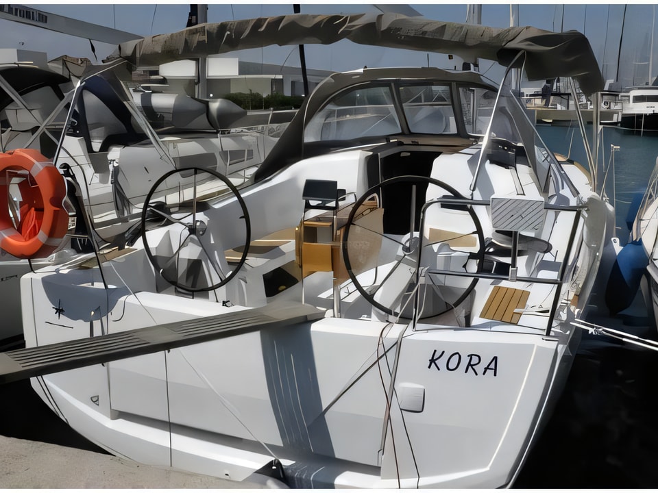 Exterior overview of Sun Odyssey 349 sail boat for charter from Krk Marina Punat in the Istria / Kvarner sailing area Croatia