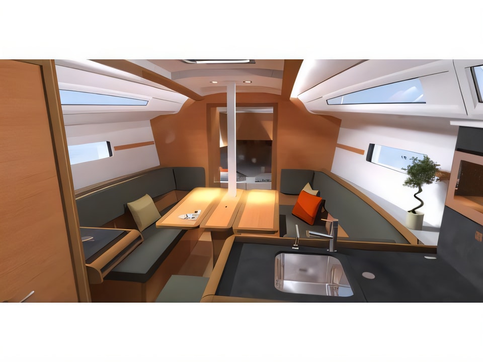 Interior of Sun Odyssey 349 sail boat with 3 cabins Croatia yacht charter