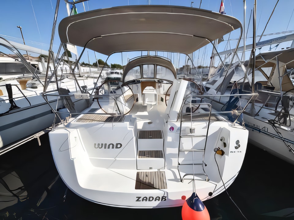 Exterior overview of Oceanis 40 sail boat for charter from Zadar Marina Zadar in the Zadar sailing area Croatia
