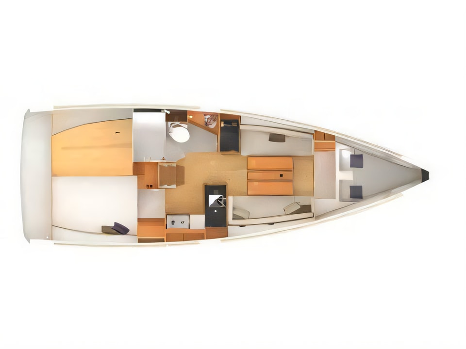 Sun Odyssey 349 yacht layout 2 cabins Croatia charter