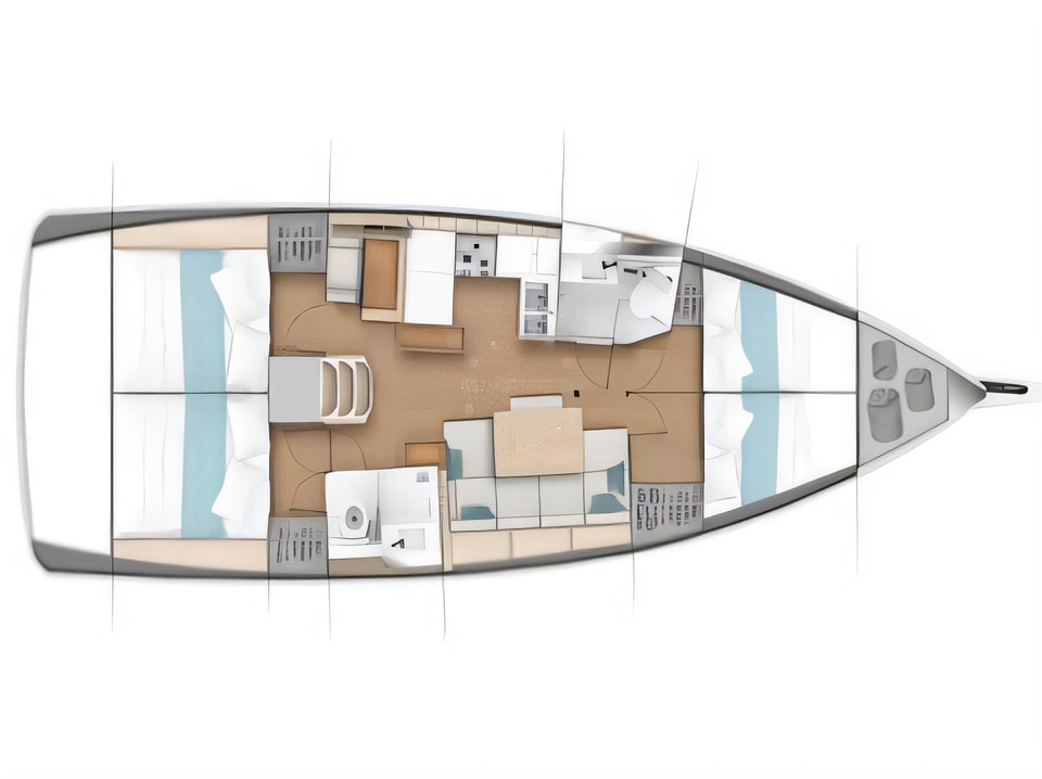 Sun Odyssey 440 / 4 cabins yacht layout 4 cabins Croatia charter