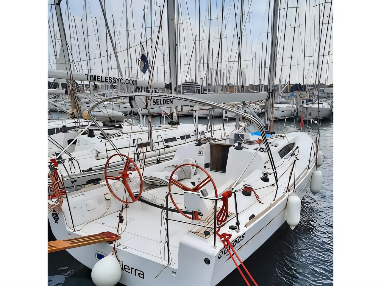 Exterior overview of Elan 350 sail boat for charter from Biograd Kornati in the Zadar sailing area Croatia