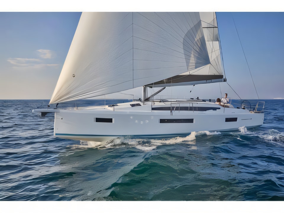 Exterior overview of Sun Odyssey 410 sail boat for charter from Kastela Gomilica Marina in the Sibenik sailing area Croatia