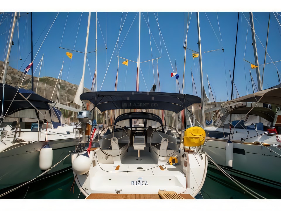 Exterior overview of Bavaria Cruiser 41 sail boat for charter from Trogir ACI Marina in the Split sailing area Croatia