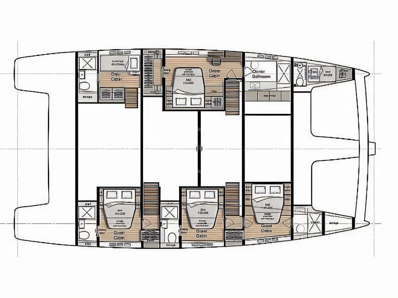 Interior of Sunreef 60 catamaran with 4 cabins Croatia yacht charter