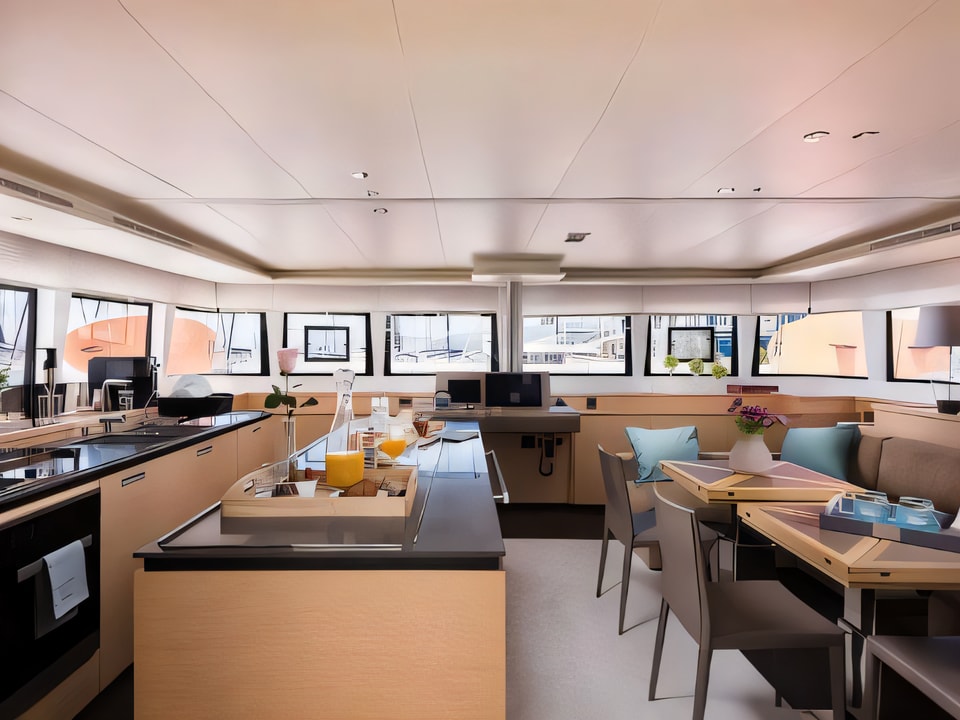 Interior of Lagoon 620 catamaran with 5 cabins Croatia yacht charter
