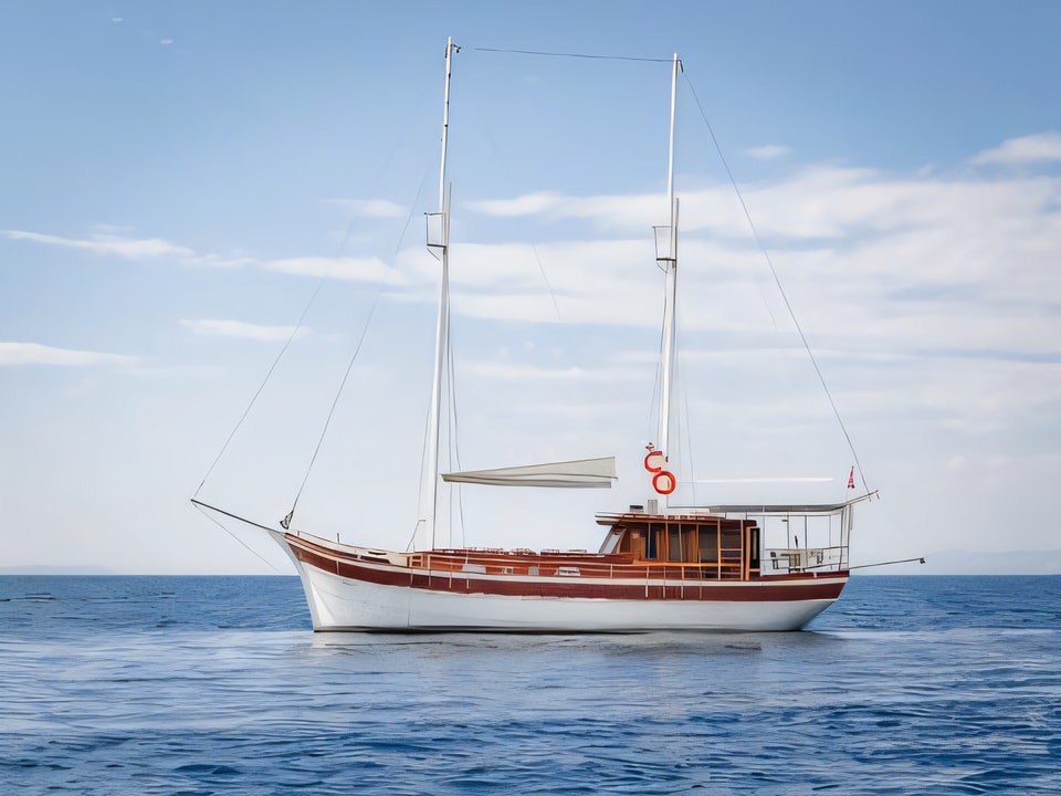 Exterior overview of SLANO gulet or cruiser for charter from Split ACI Marina in the Split sailing area Croatia