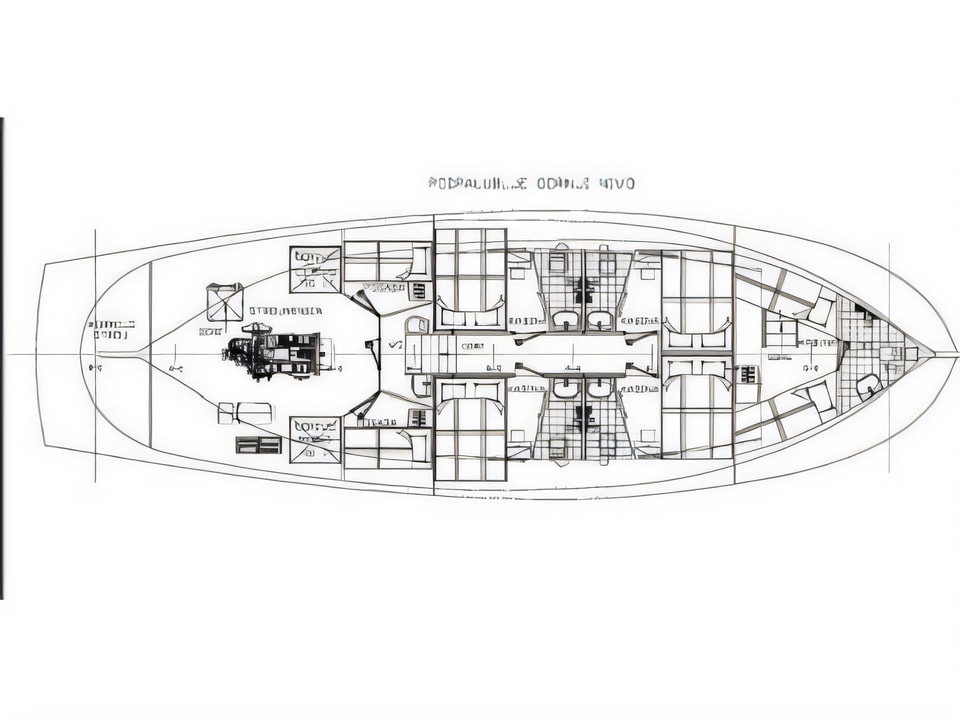 Layout of SLANO gulet or cruiser with 5 cabins Croatia yacht charter