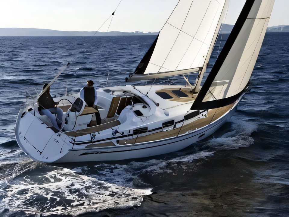 Exterior overview of Bavaria Cruiser 34 sail boat for charter from Biograd Sangulin in the Zadar sailing area Croatia