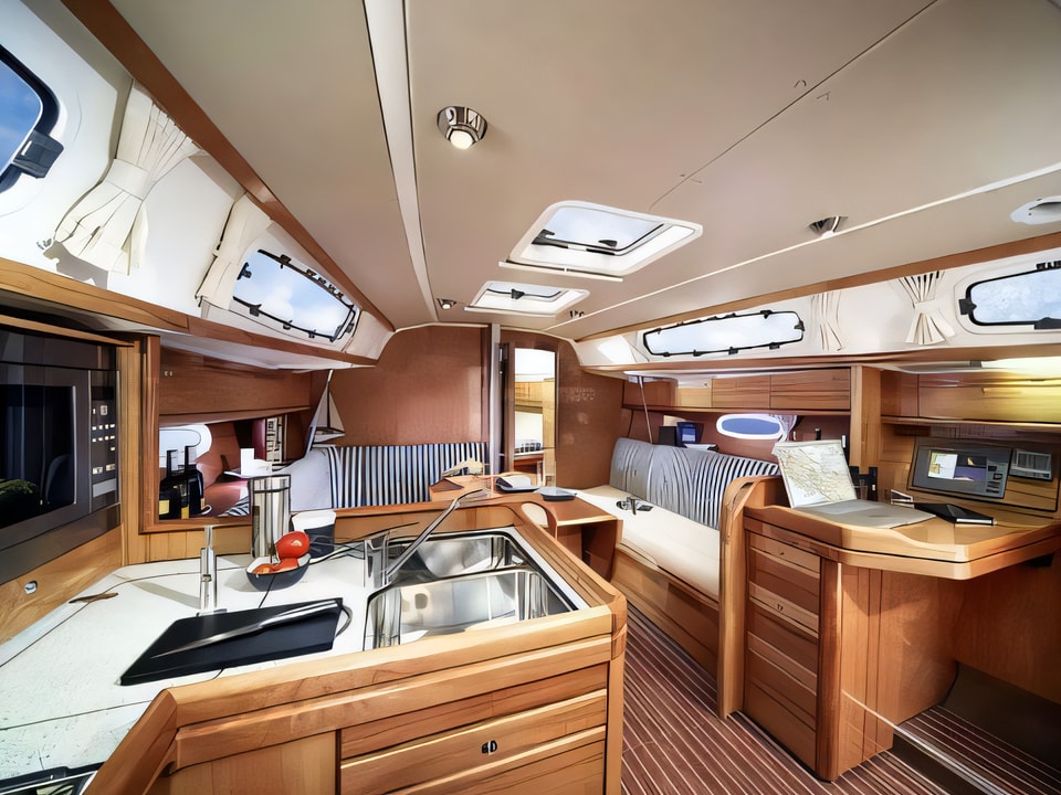 Interior of Bavaria Cruiser 34 sail boat with 3 cabins Croatia yacht charter