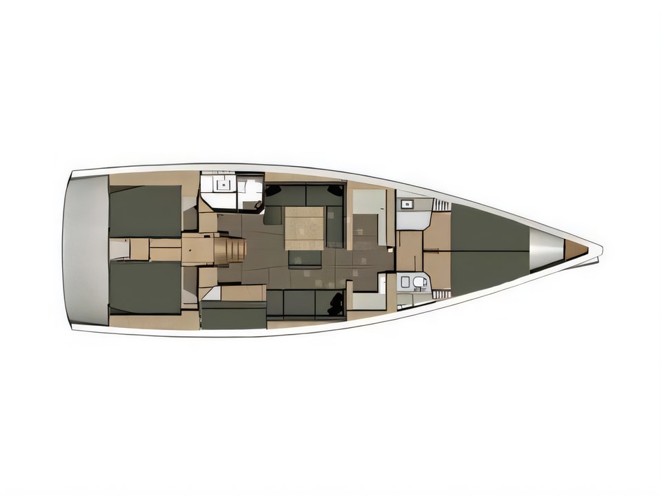 Layout of Dufour 512 Grand Large sail boat with 5 cabins Croatia yacht charter