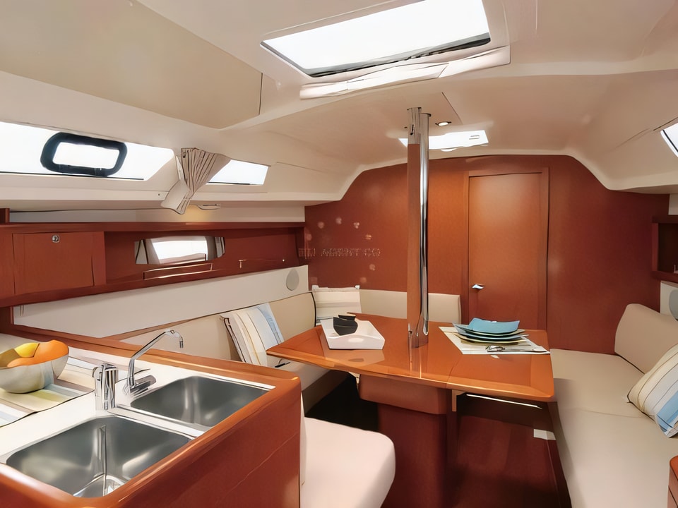 Interior of Oceanis 34 sail boat with 3 cabins Croatia yacht charter