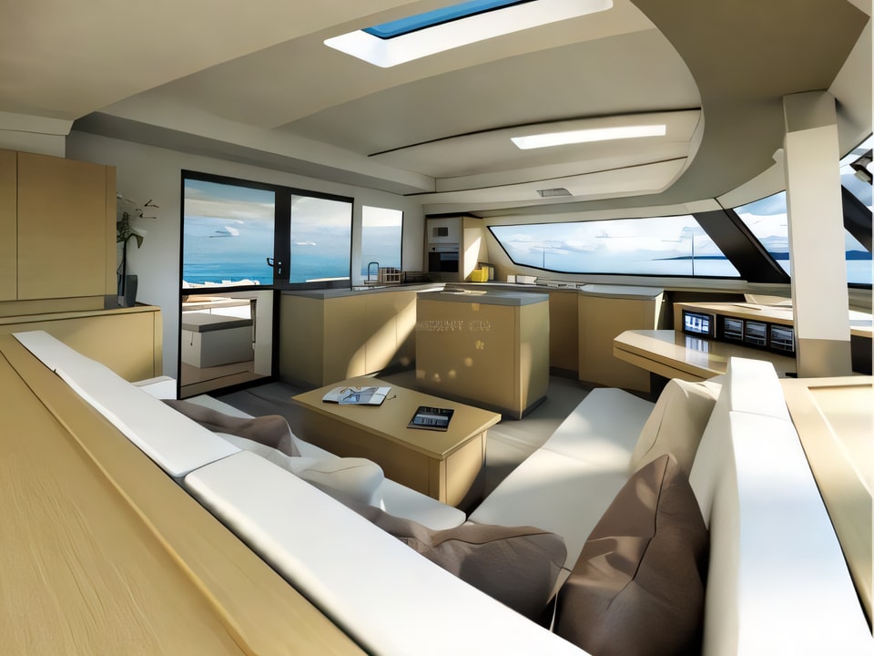 Interior of Saba 50 Quintet (6+2) catamaran with 6 cabins Croatia yacht charter