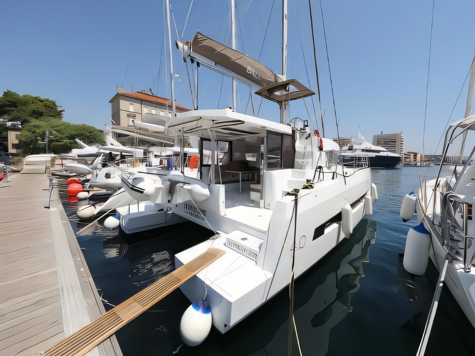 Exterior overview of Bali 4.0.. catamaran for charter from Zadar Marina Zadar in the Zadar sailing area Croatia