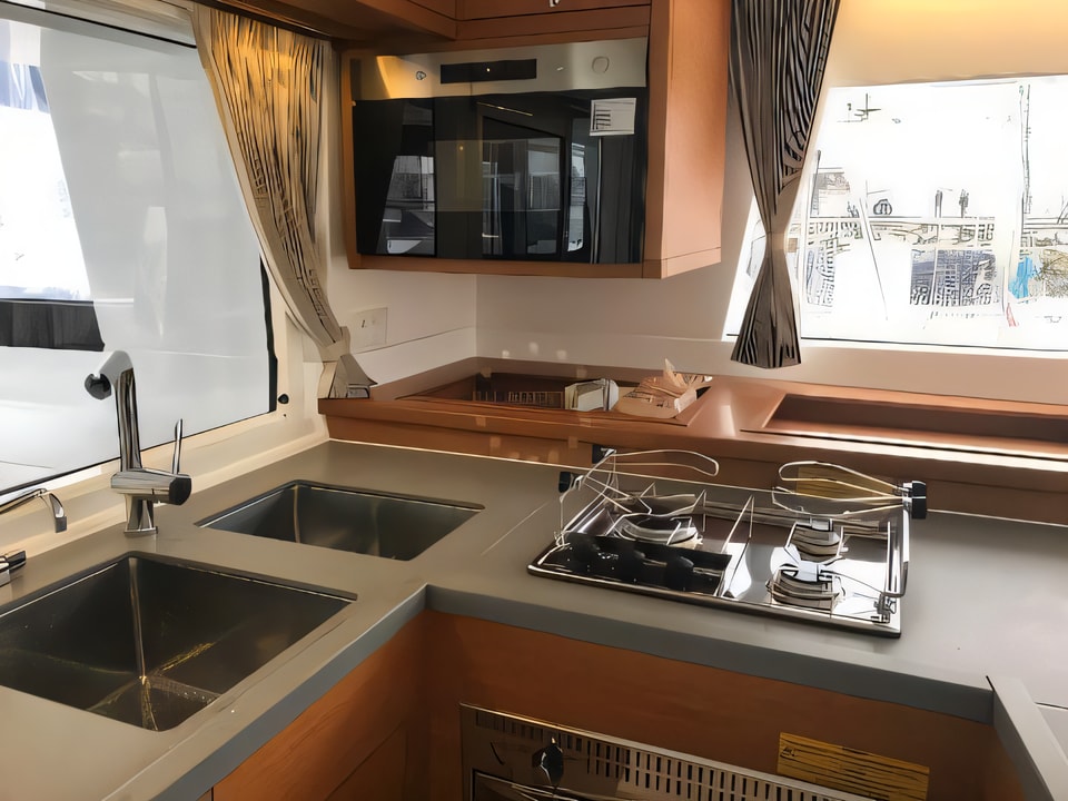 Interior of Lagoon 450 F catamaran with 6 cabins Croatia yacht charter