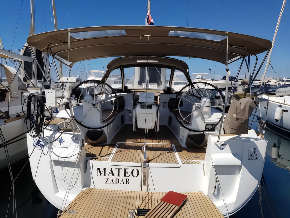Exterior overview of Sun Odyssey 469 sail boat for charter from Biograd Marina Kornati in the Kornati sailing area Croatia