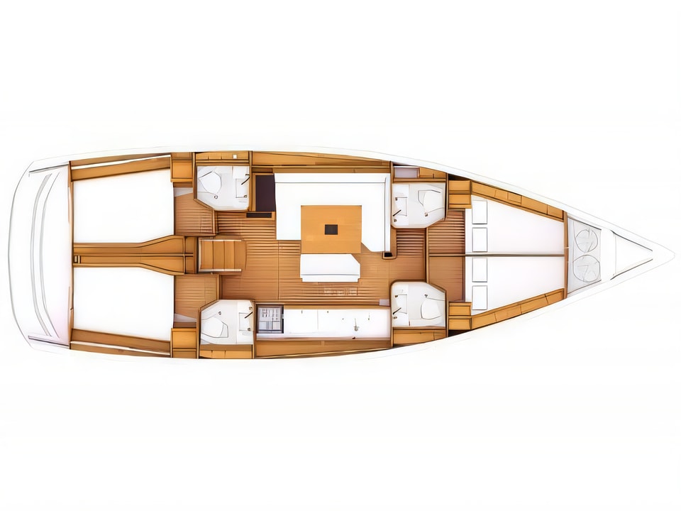 Layout of Sun Odyssey 469 sail boat with 4 cabins Croatia yacht charter