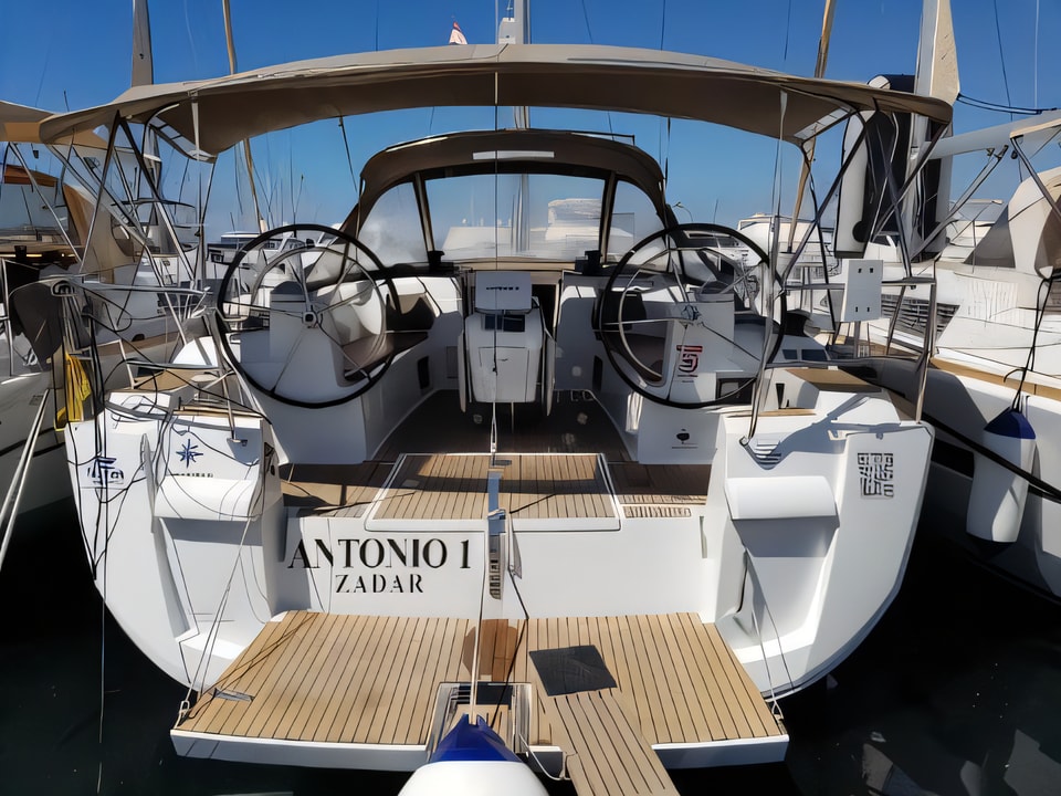Exterior overview of Sun Odyssey 469 sail boat for charter from Biograd Marina Kornati in the Kornati sailing area Croatia