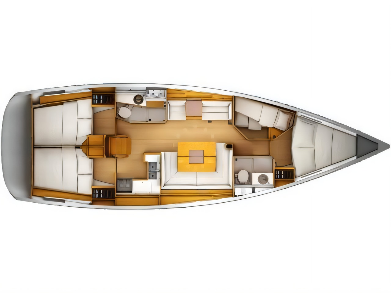 Interior of Sun Odyssey 439 sail boat with 4 cabins Croatia yacht charter