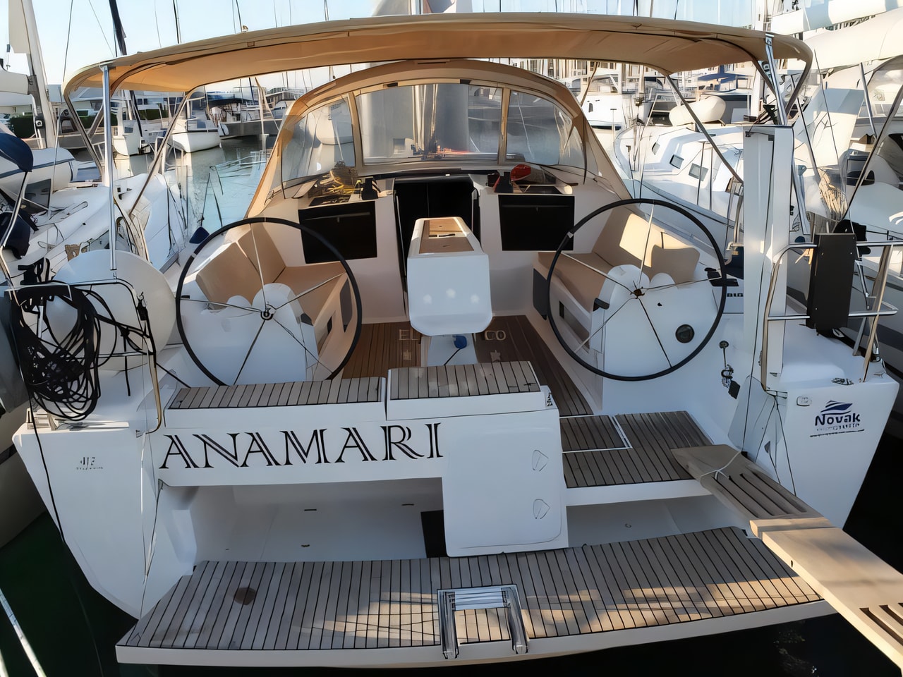 Exterior overview of Dufour 412 Grandlarge sail boat for charter from Adriatic Croatia