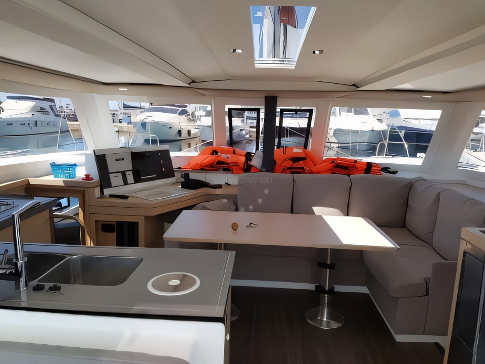Interior of Fountaine Pajot Lucia 40 catamaran with 4 cabins Croatia yacht charter