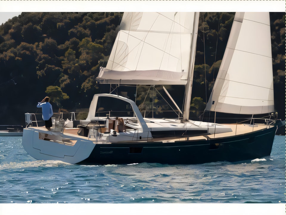 Exterior overview of Beneteau Oceanis 48 sail boat for charter from Kastela Gomilica Marina in the Sibenik sailing area Croatia