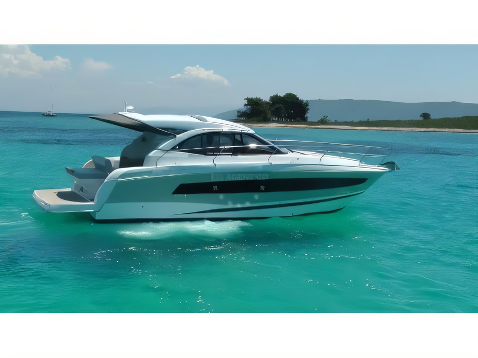 Exterior overview of Jeanneau Leader 36 motor boat for charter from Trogir ACI Marina in the Split sailing area Croatia