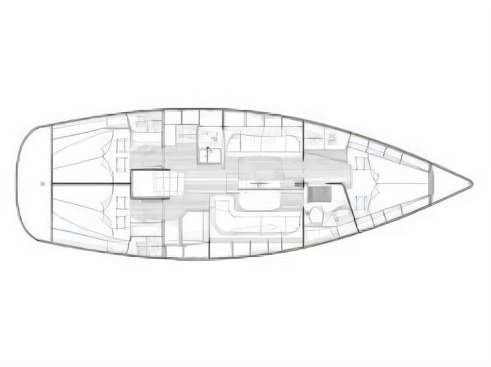 Layout of Bavaria 38 Cruiser sail boat with 3 cabins Croatia yacht charter