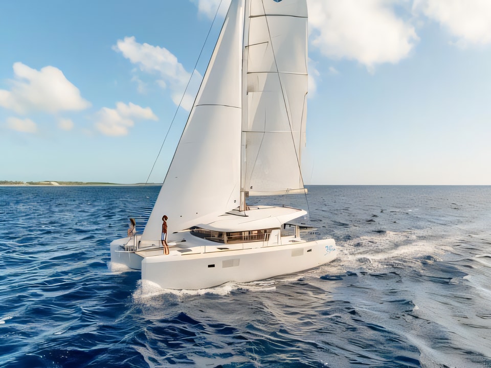 Exterior overview of Lagoon 39 catamaran for charter from Sibenik Marina Mandalina in the Sibenik sailing area Croatia