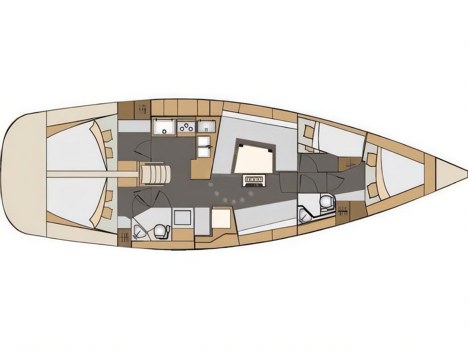 Elan 444 Impression yacht layout 4 cabins Croatia charter