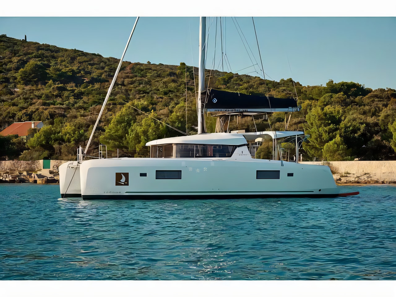 Exterior overview of Lagoon 42 catamaran for charter from SCT Marina Trogir in the Split sailing area Croatia