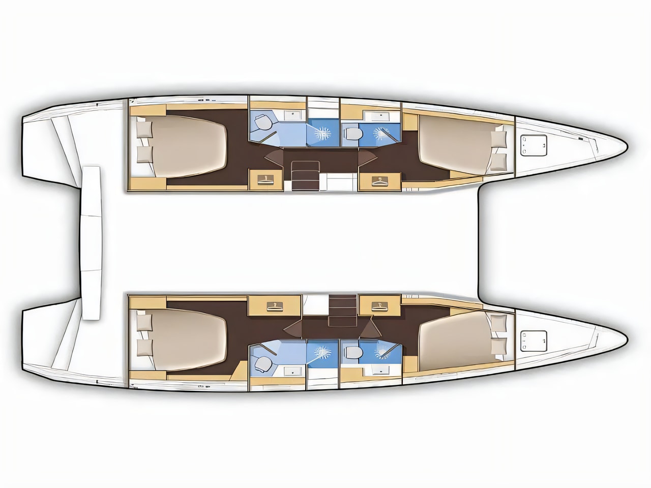 Interior of Lagoon 42 catamaran with 6 cabins Croatia yacht charter