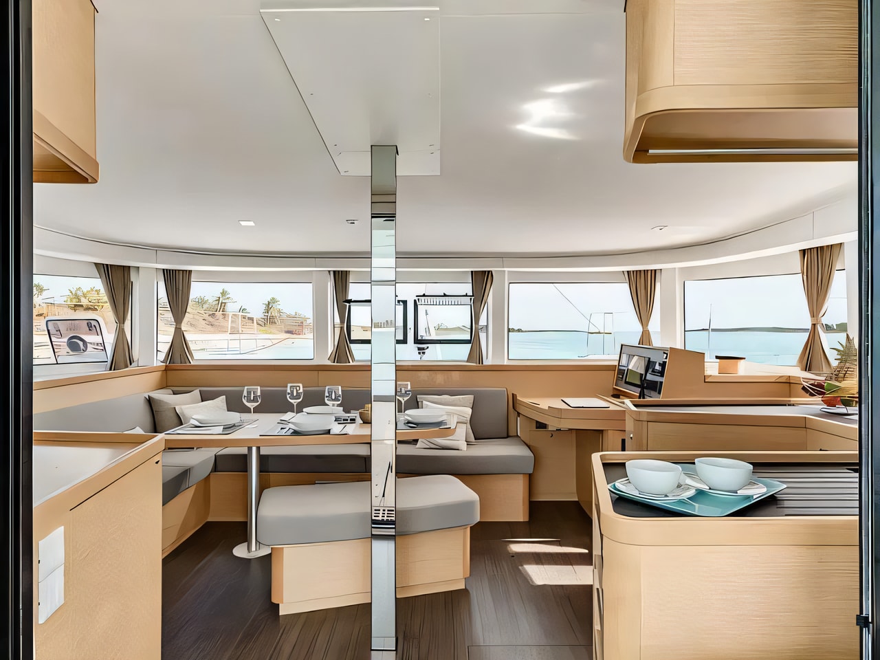 Layout of Lagoon 42 catamaran with 6 cabins Croatia yacht charter