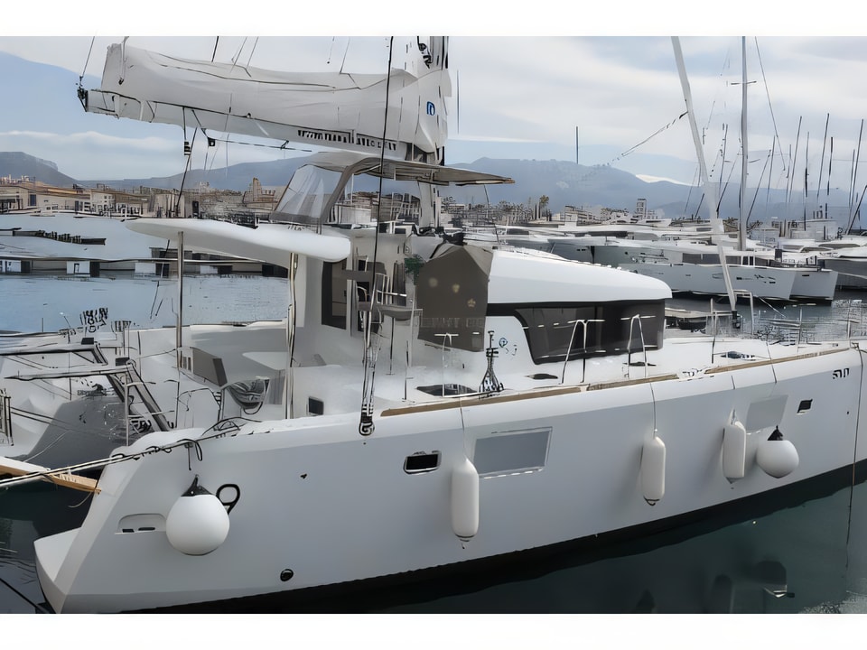 Exterior overview of Lagoon 39 catamaran for charter from Split Marina Mornar in the Split sailing area Croatia